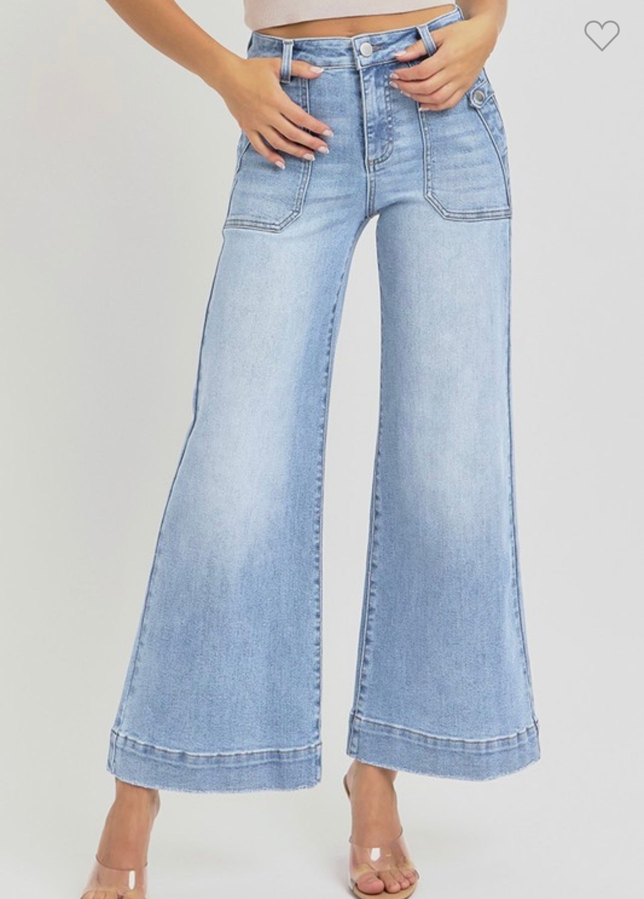 Risen HR Ankle Wide Leg Patch Jean