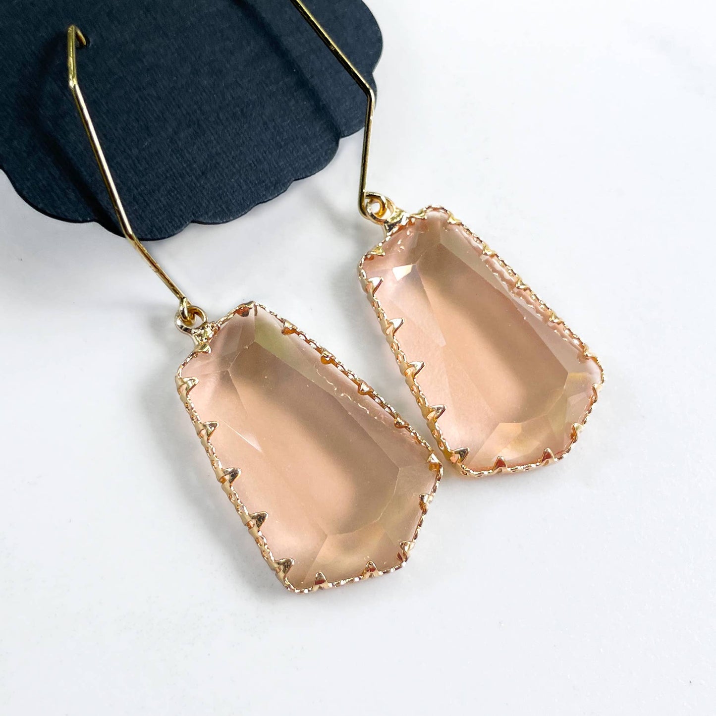 Prisms in Peach Haze 18K Gold Plated Dangle Earrings