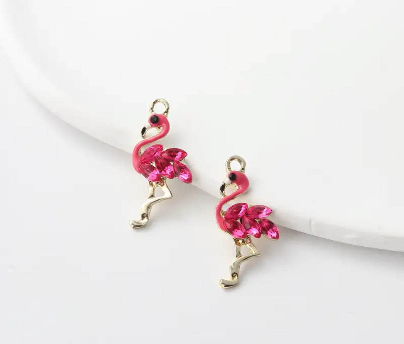 TCB Pink and Rhinestone Flamingo Charms