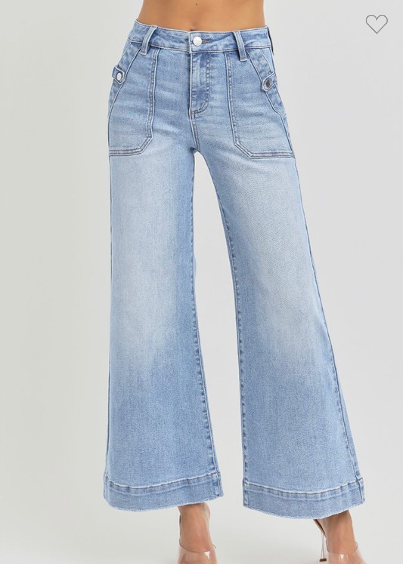 Risen HR Ankle Wide Leg Patch Jean