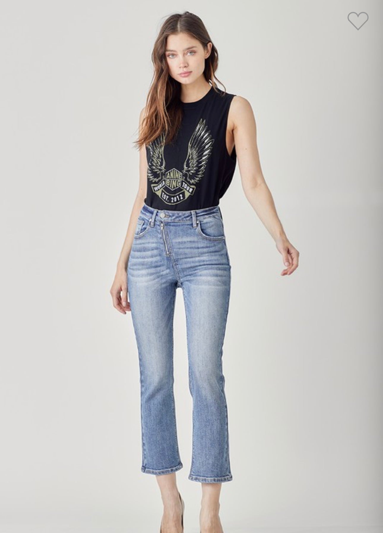 Risen HR Crossover Zipper Straight Jeans