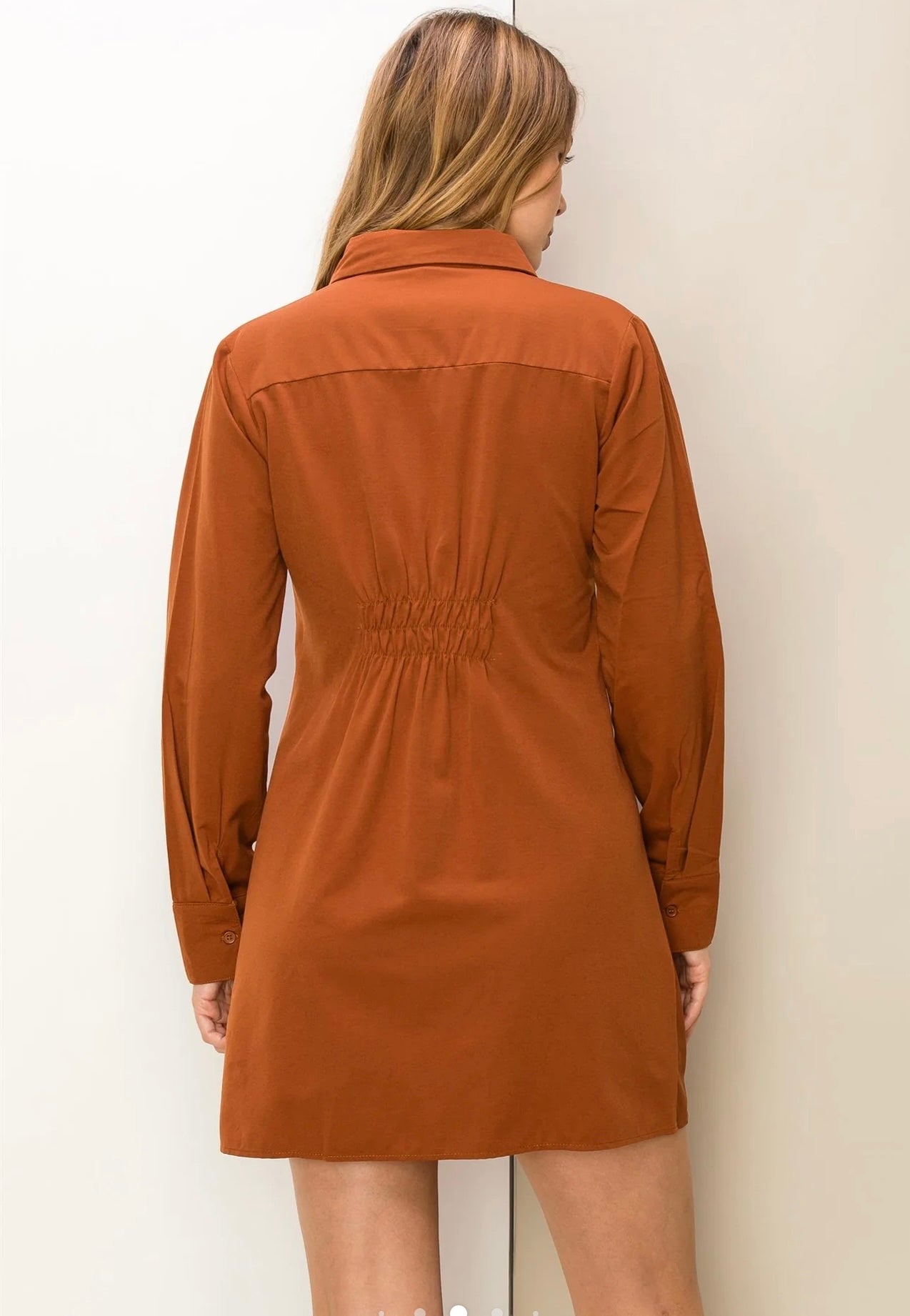 Hit Me Up Tie Front Shirt Dress