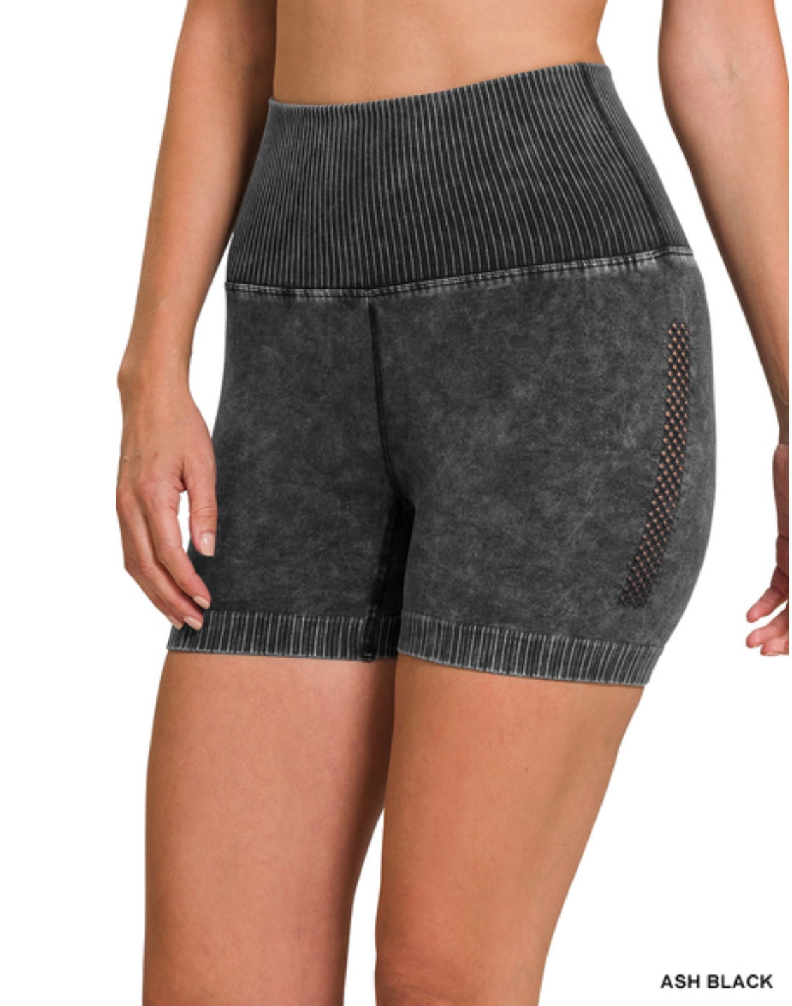 Stone Washed High Waisted Shorts