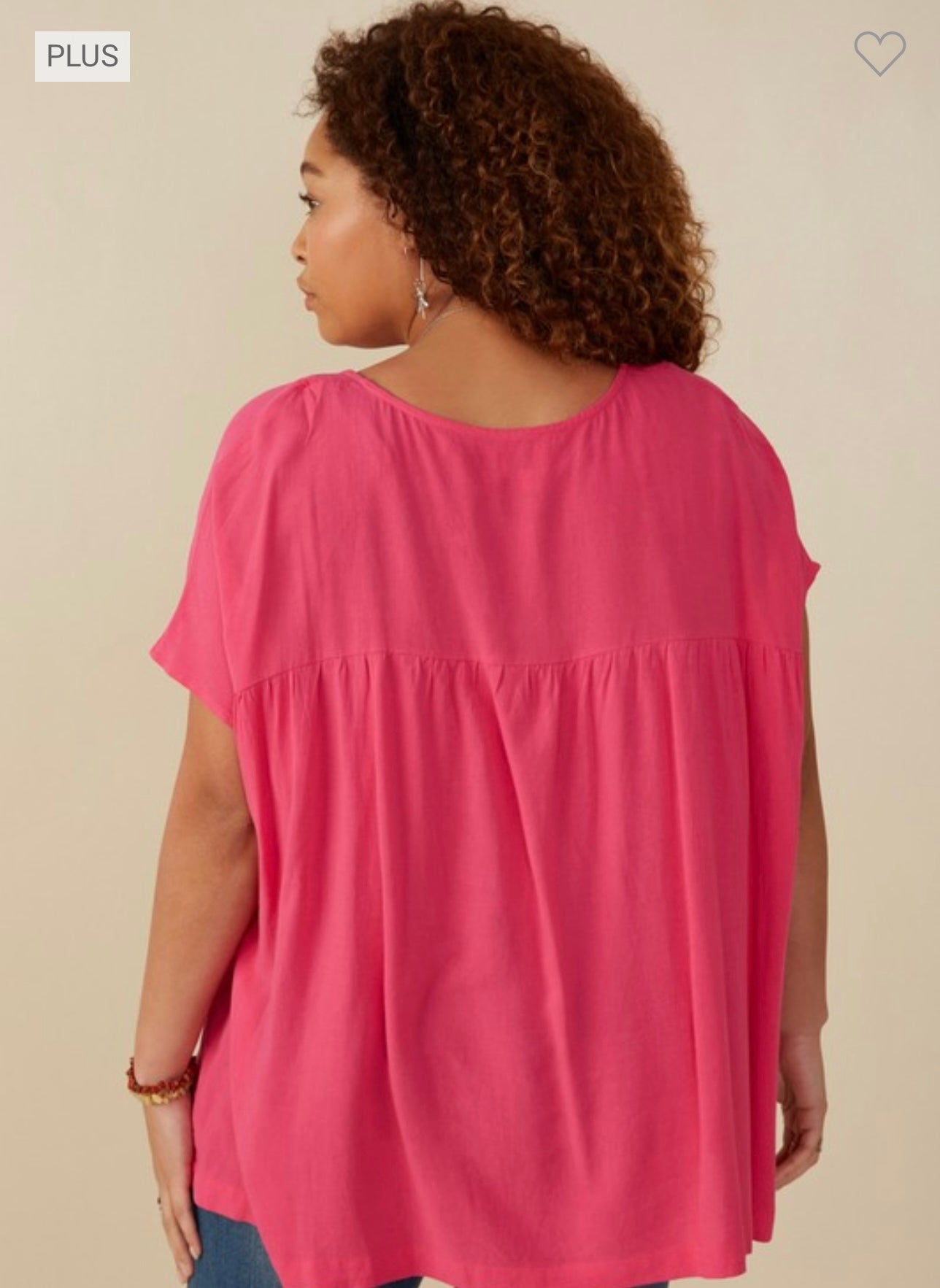 Plus V Neck Elastic Dolman Sleeve Top
