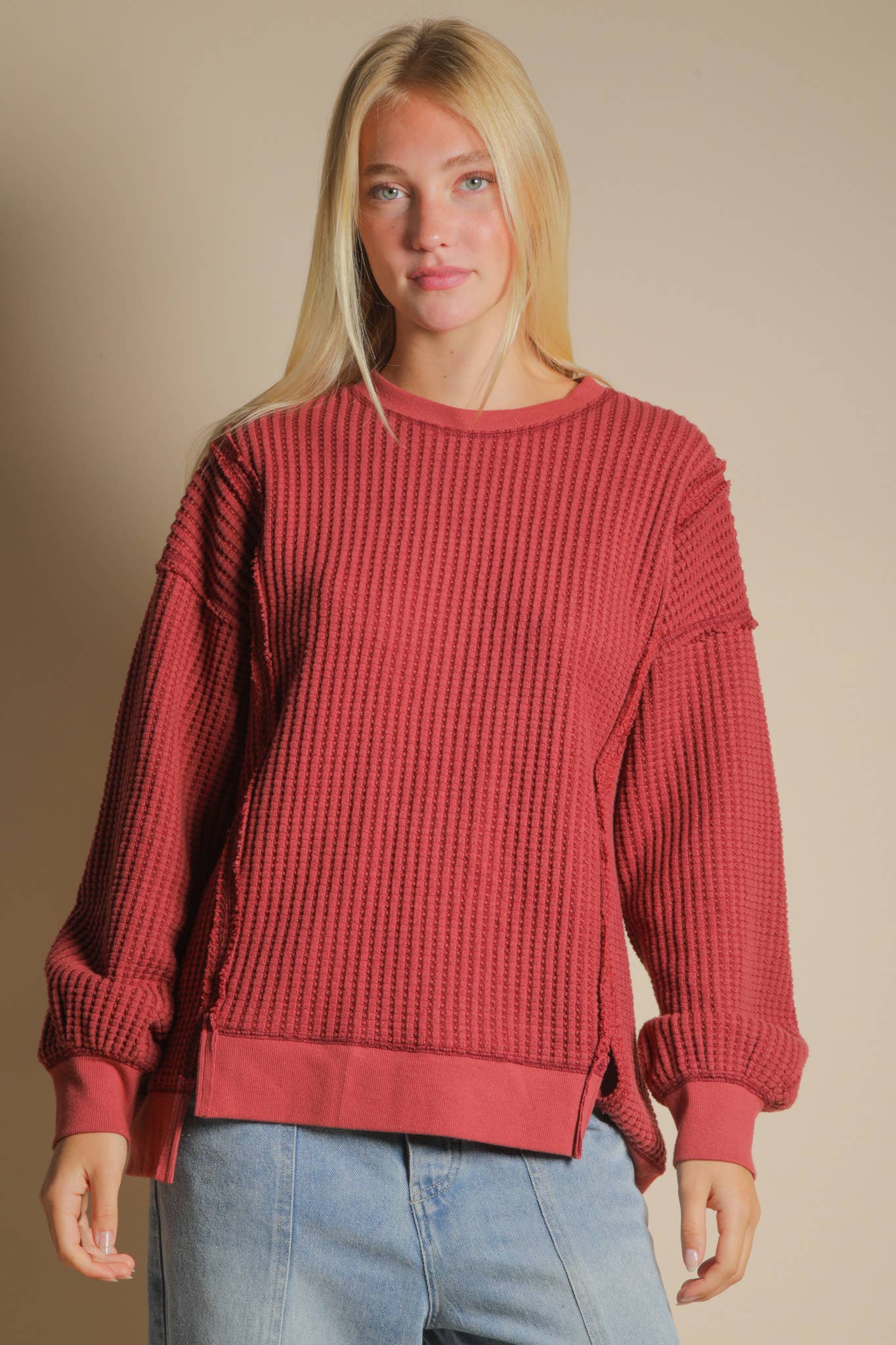 Oversized Waffle Knit Top
