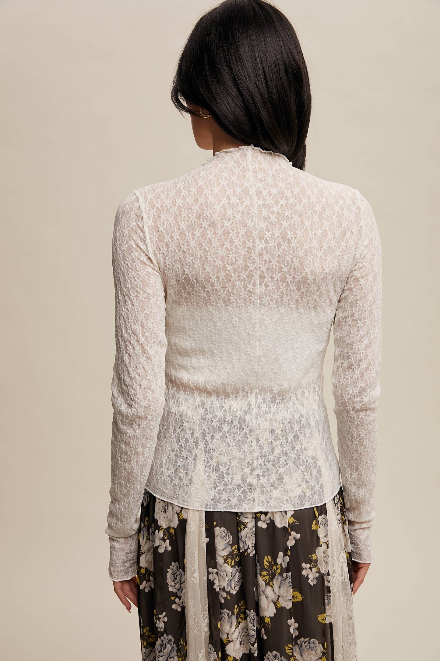 Lace Sheer High-Neck Layering Top