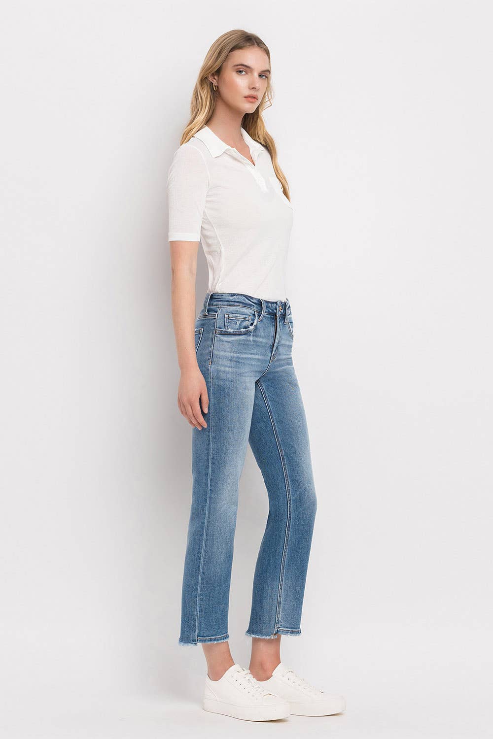 FLYING MONKEY MID RISE CROP STRAIGHT JEANS
