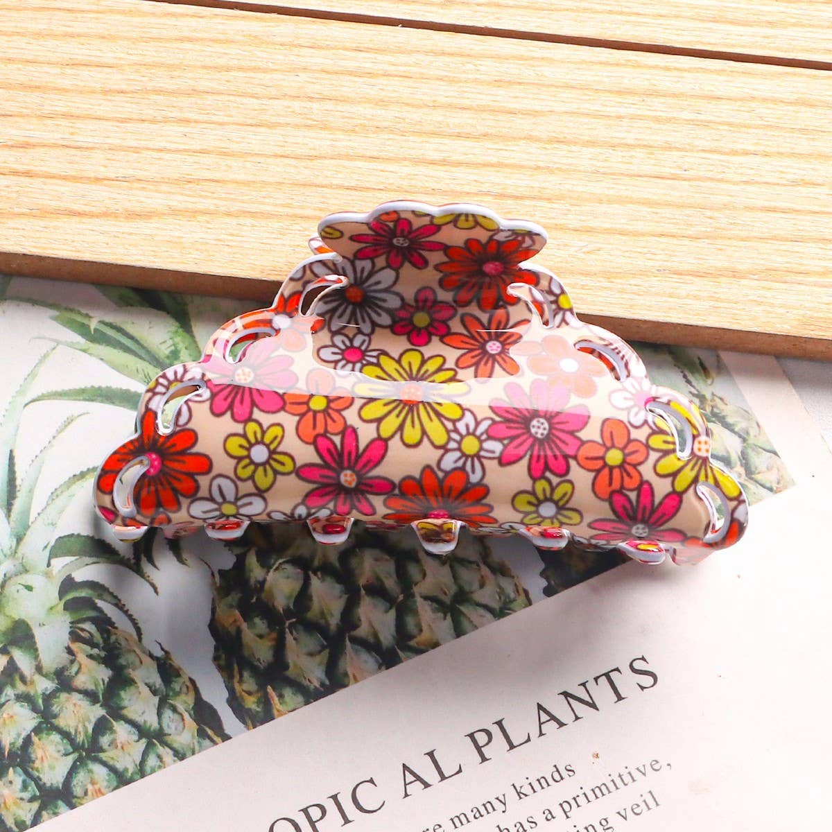 CWAHA1419_ACETIC ACID PLANT FLOWERS IRREGULAR HAIR CLAW CLIP: TYPE2 / (OS) 1