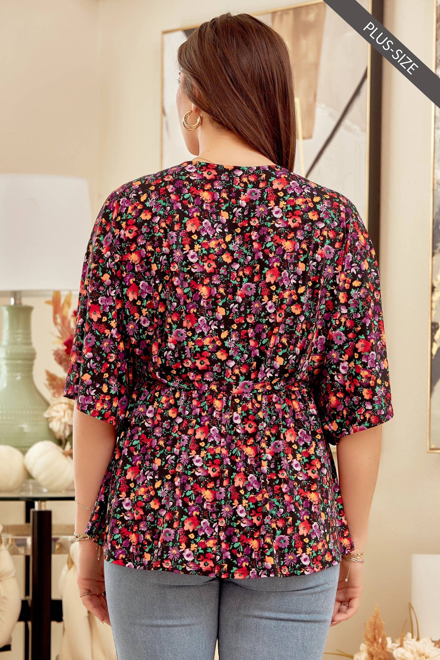 PLUS SIZE Wrinkle Free Floral Printed DREAMER