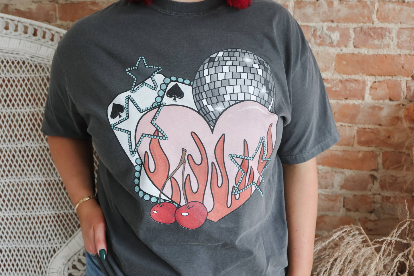 Western Heart Cards Disco Comfort Colors Graphic Tee