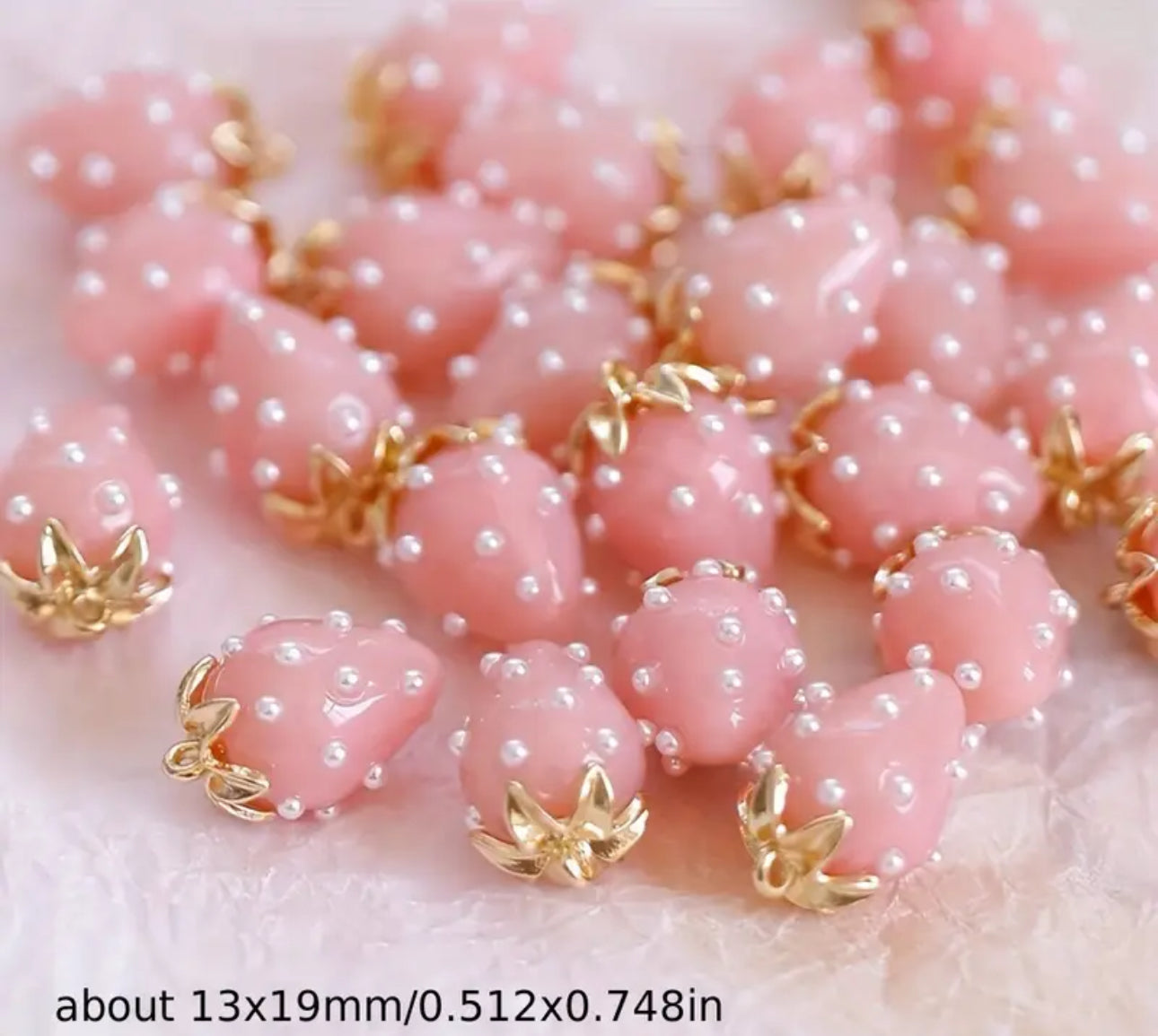 TCB Pink and Gold Strawberry Charm
