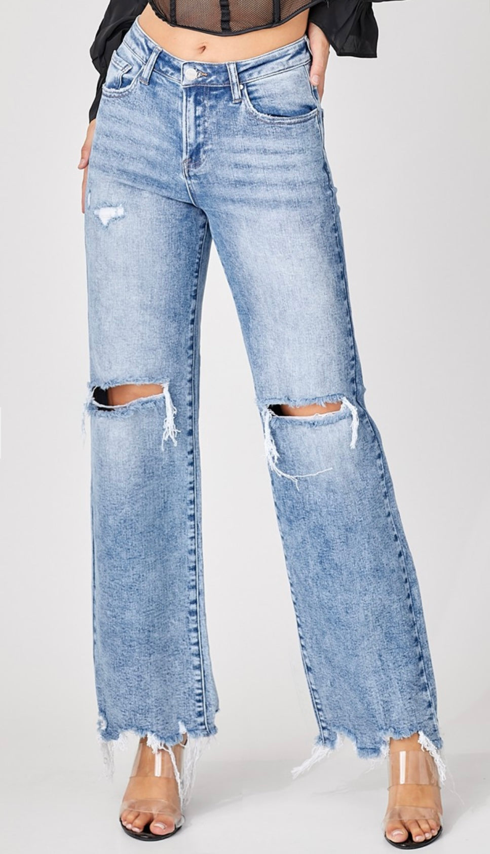 Risen HR Wide Leg Acid Wash Jean