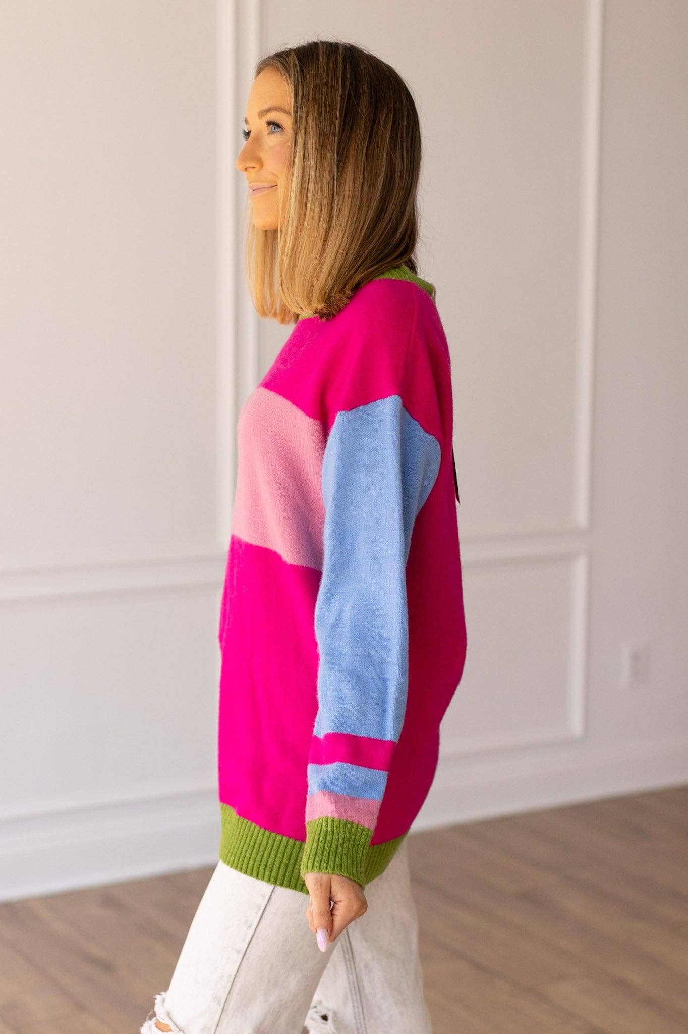 Boldly Striped Oversized Sweater: Multi Color