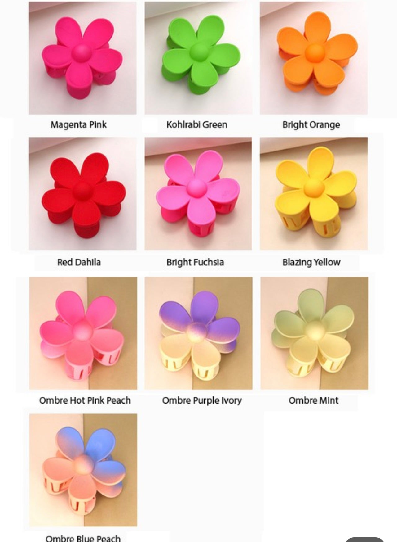 Oversized Matte Flower Claw Clips
