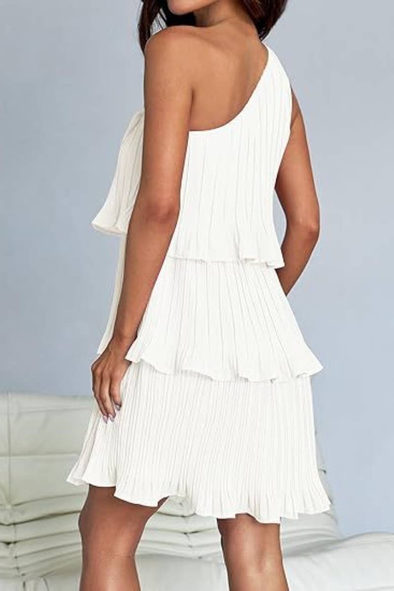 SHORT LAYERED DRESS WITH SLOPING SHOULDERS