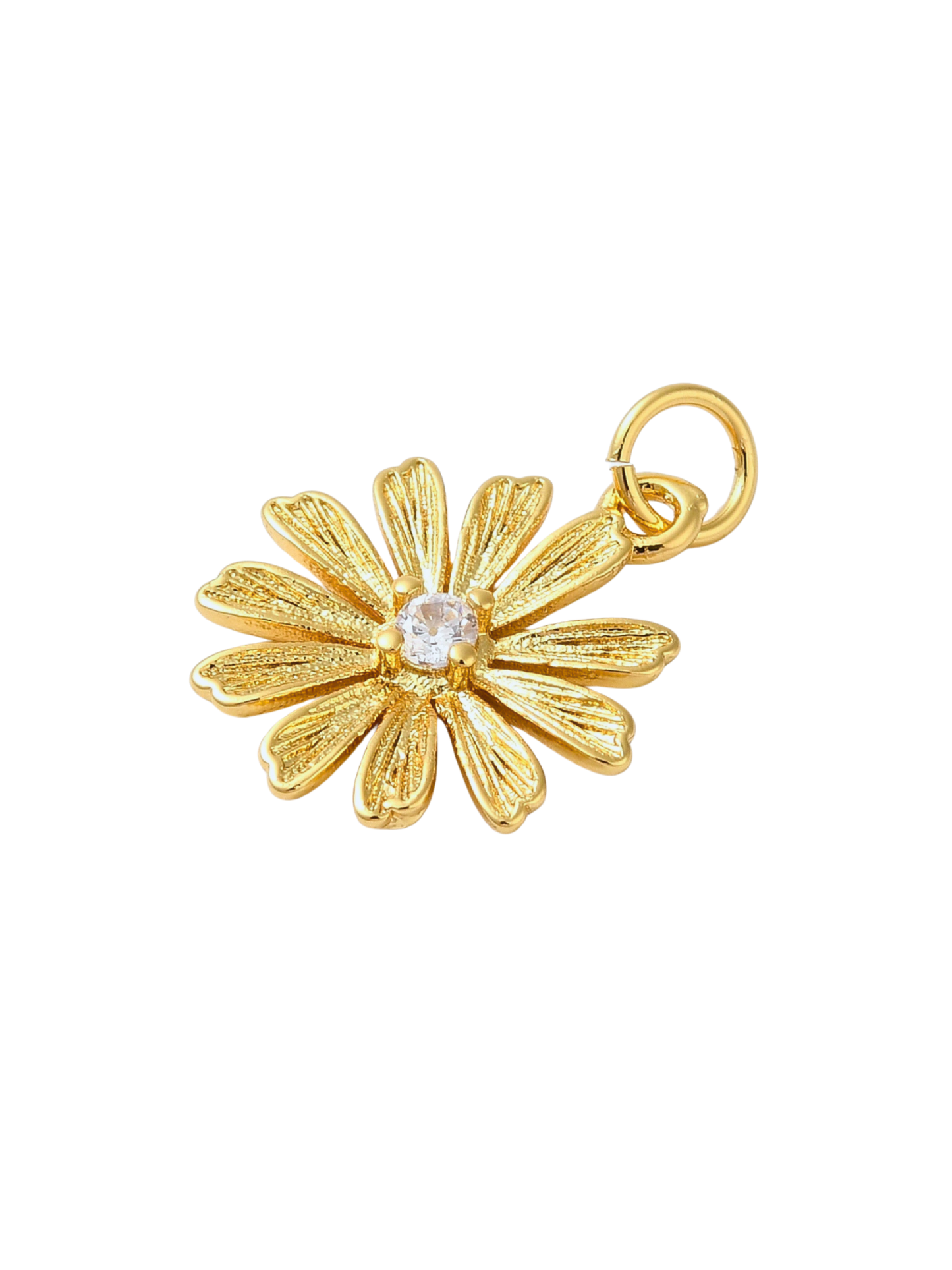 TCB Gold Flower with Rhinestone Center Charm