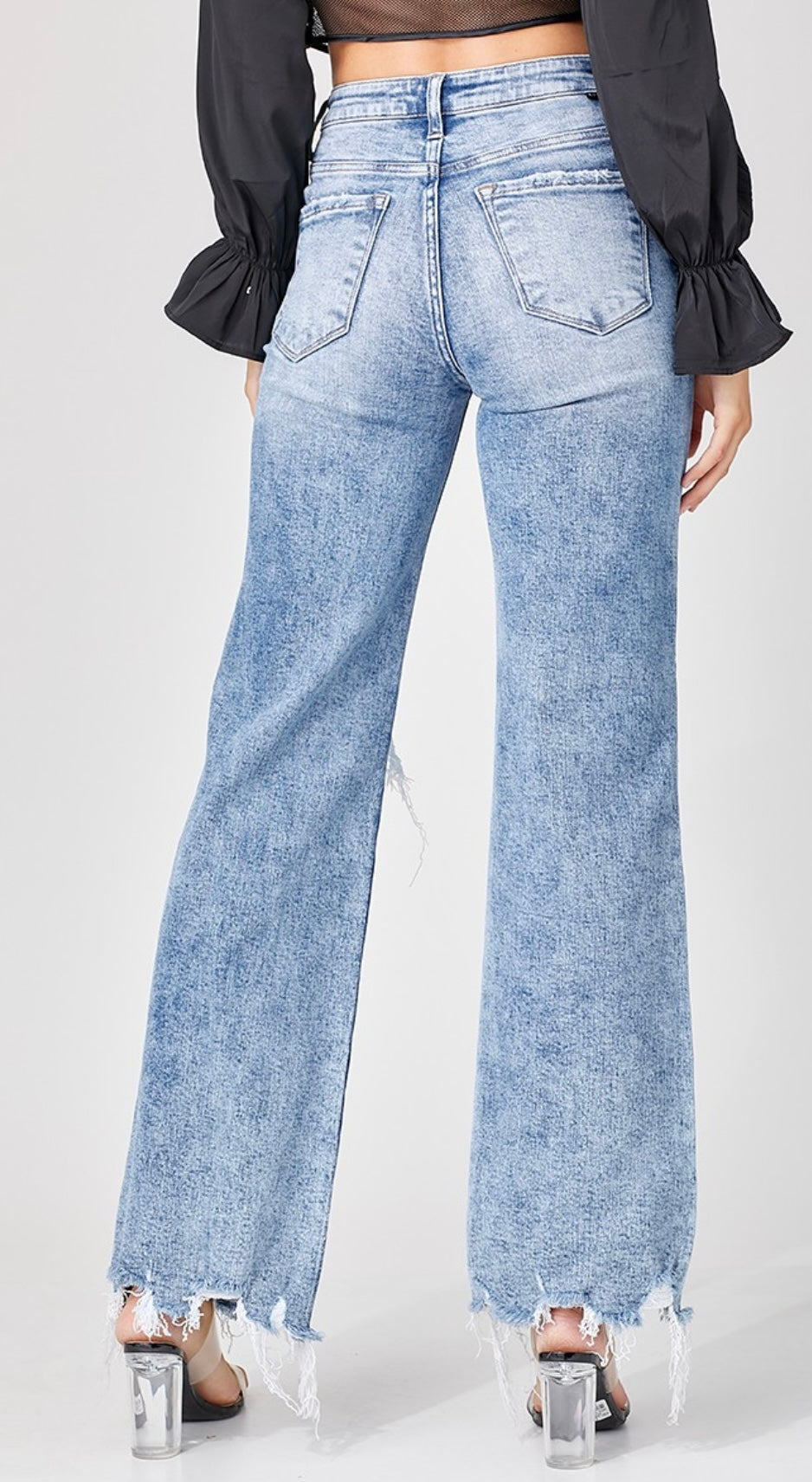 Risen HR Wide Leg Acid Wash Jean