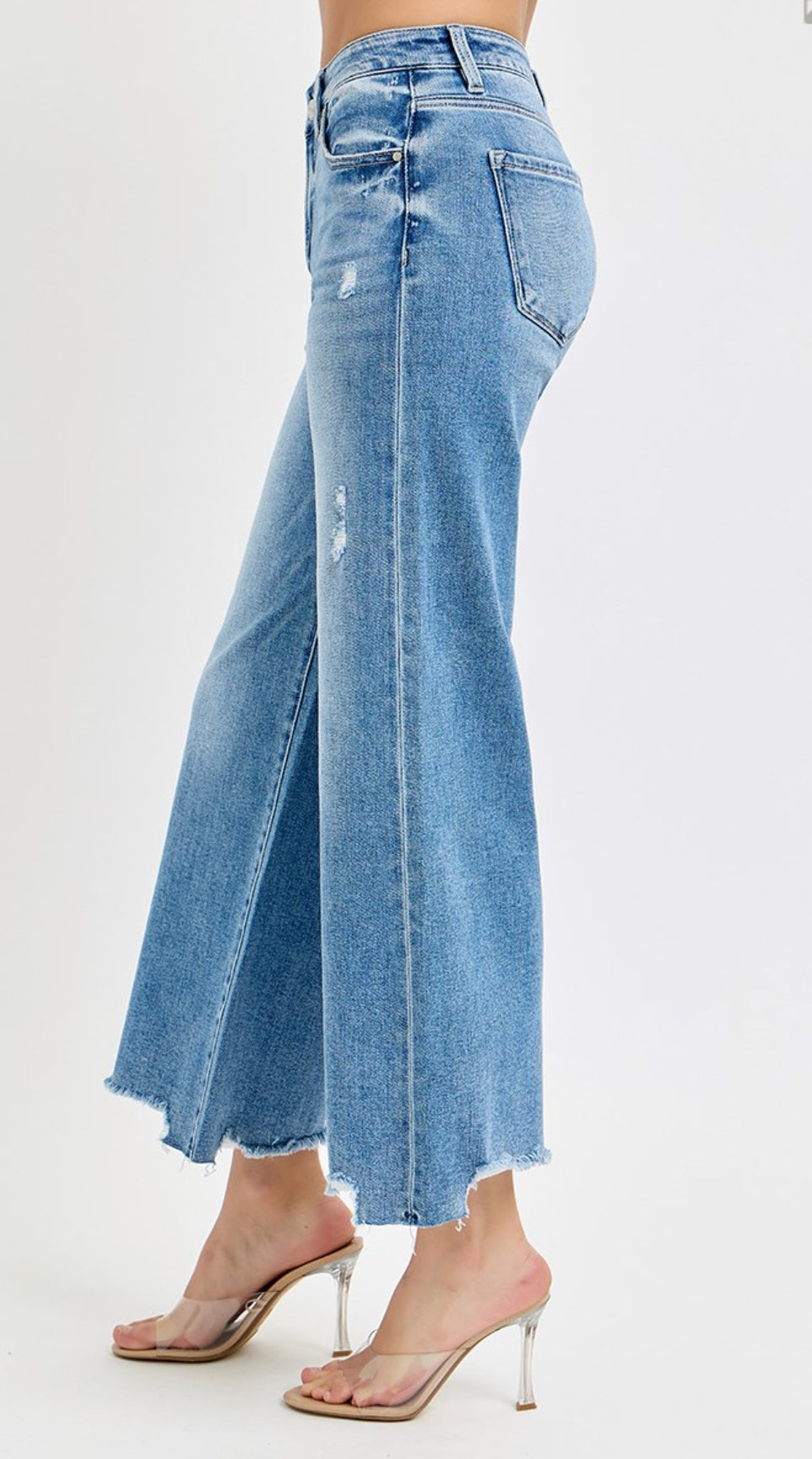 RISEN HIGH RISE CROP WIDE JEANS