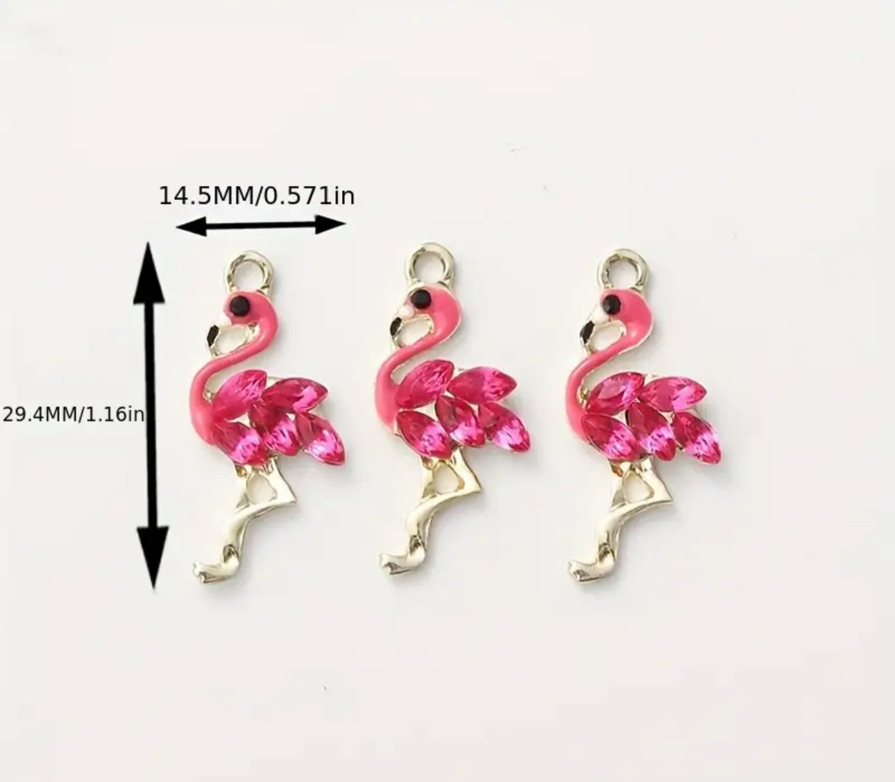 TCB Pink and Rhinestone Flamingo Charms