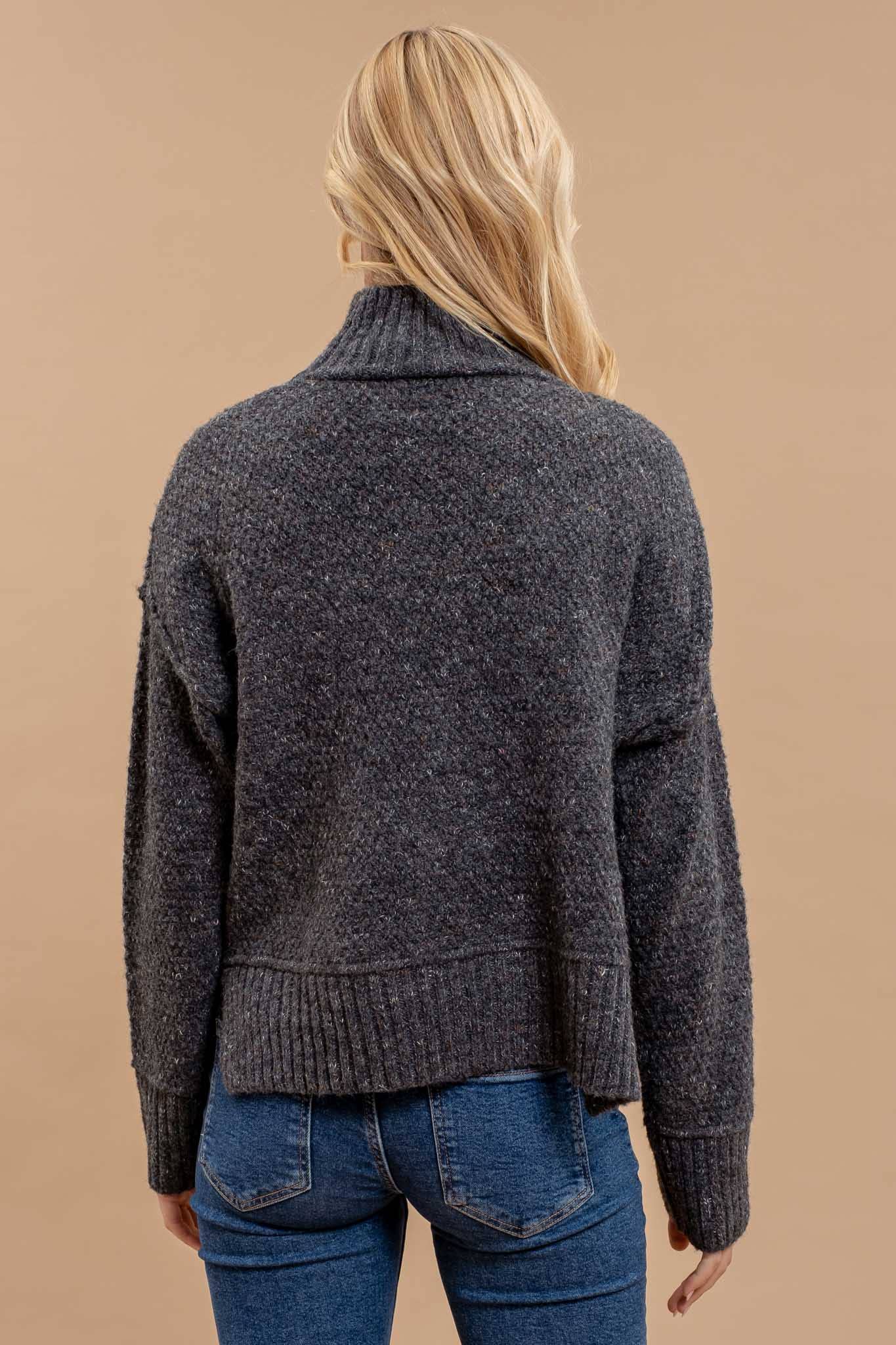 WOOL BLEND TURTLENECK LONG SLEEVE SWEATER