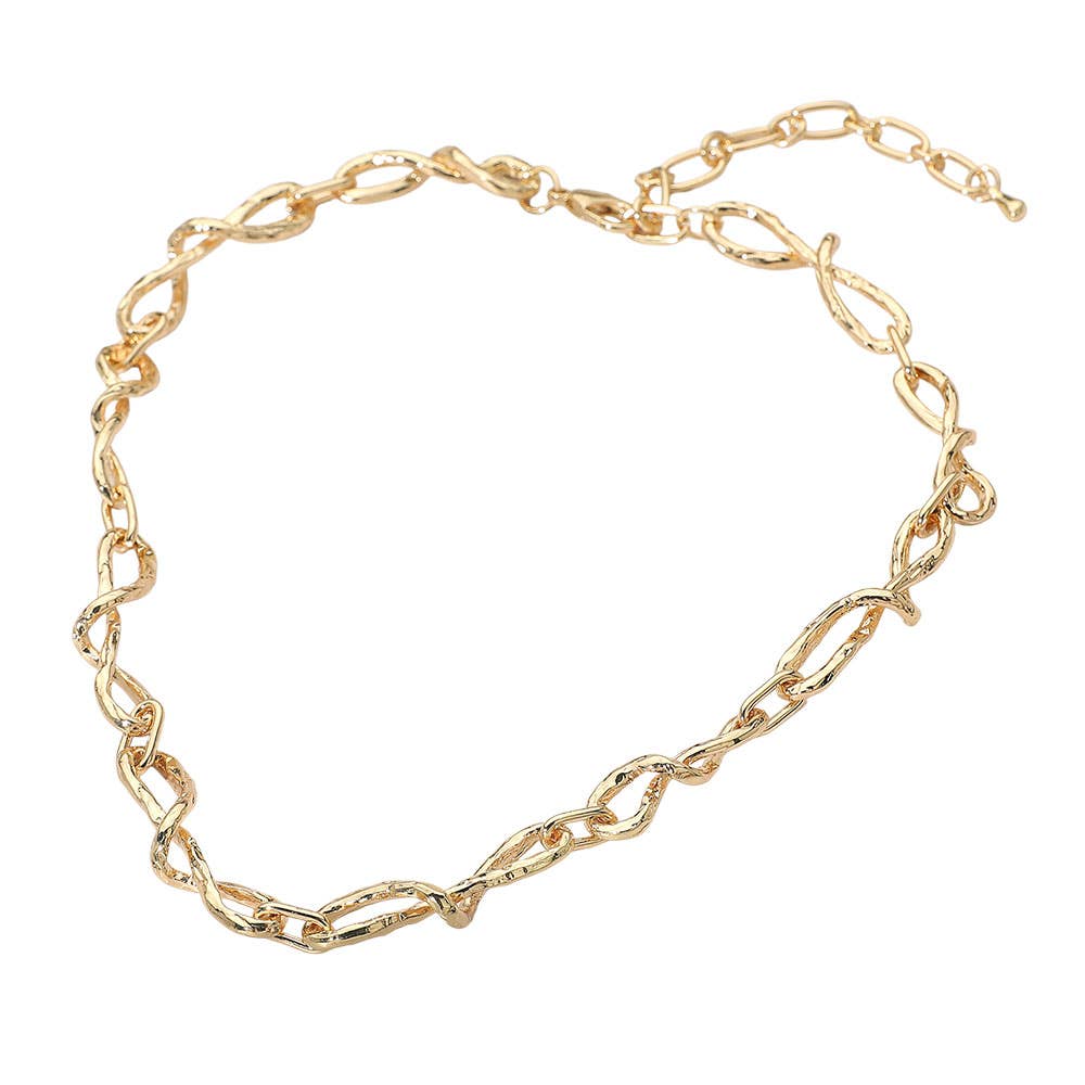Metal Twisted Irregular Chain Necklace