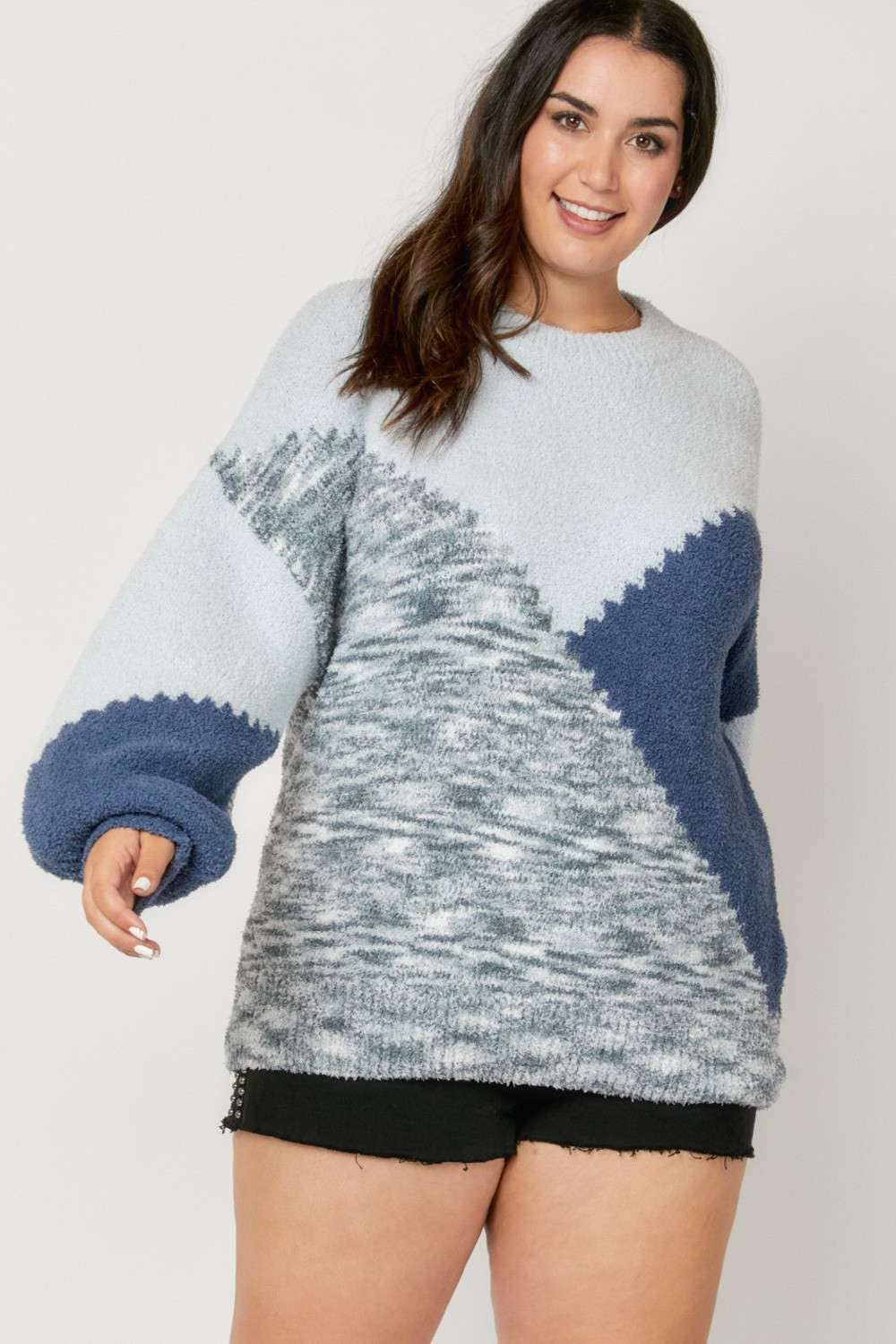 PLUS PRINTED ROUND NECK SWEATER