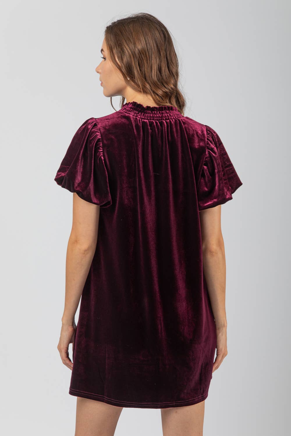Puff Sleeve Velvet Mini Dress