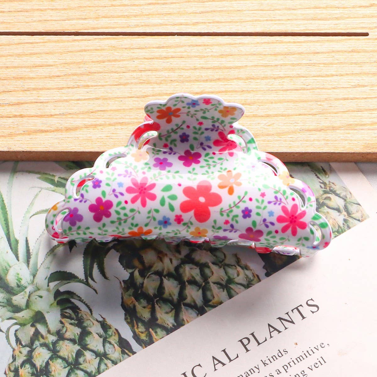 CWAHA1419_ACETIC ACID PLANT FLOWERS IRREGULAR HAIR CLAW CLIP: TYPE2 / (OS) 1