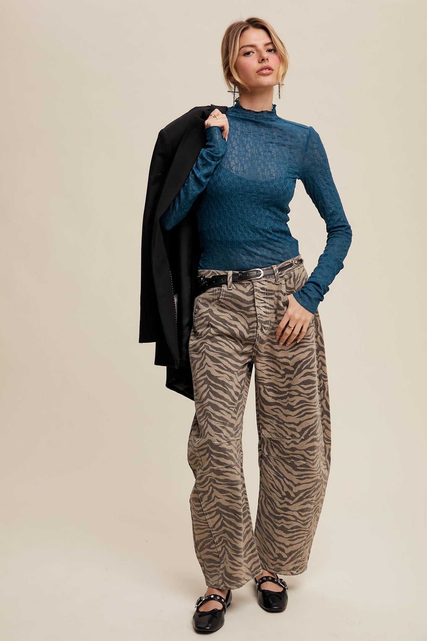 Lace Sheer High-Neck Layering Top