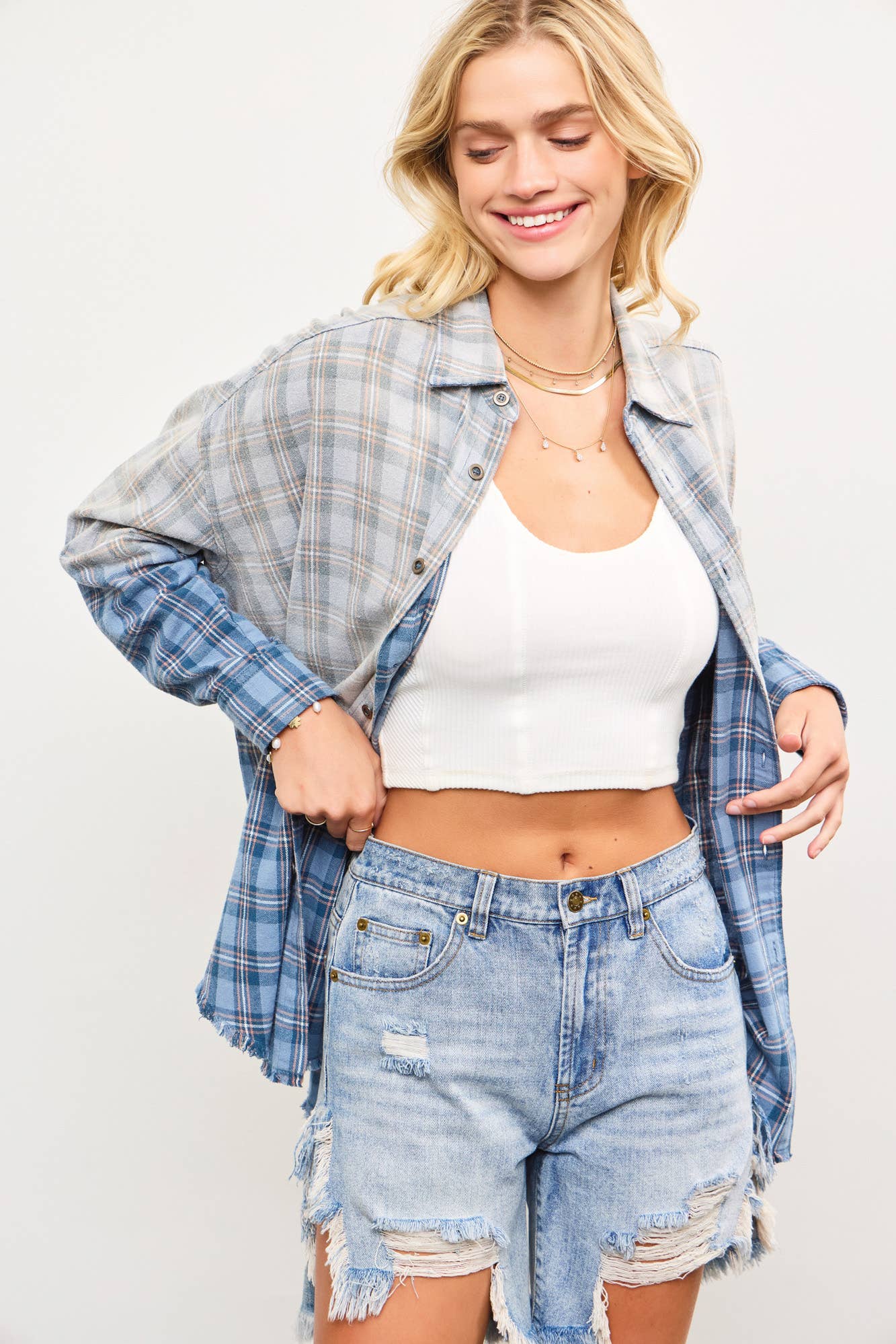 DIP-DYED BUTTON UP SHIRT