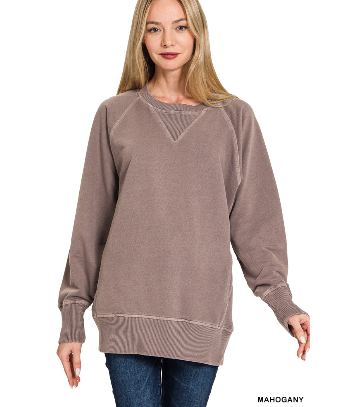 Pigment Dyed French Terry Pullover With Pockets