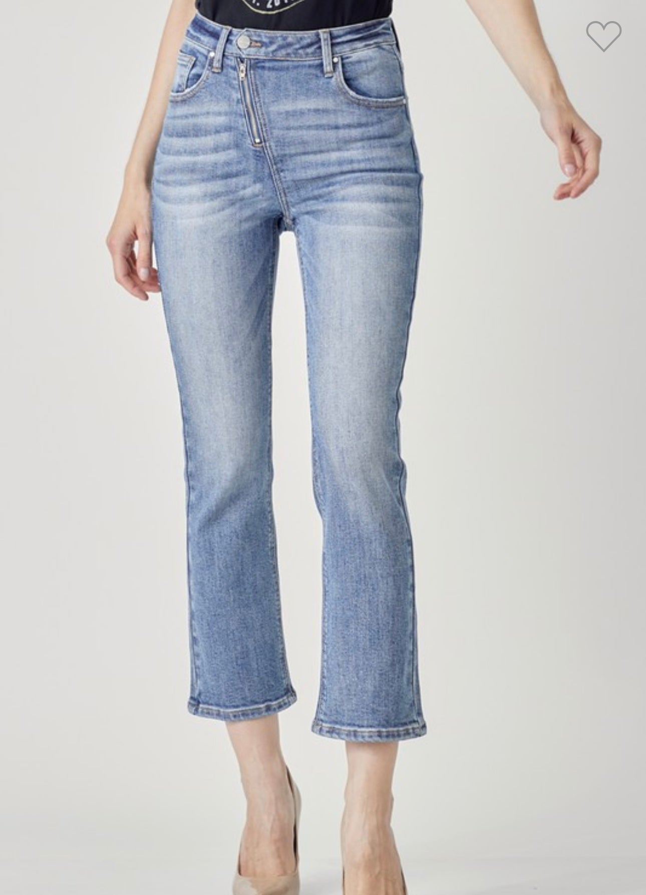 Risen HR Crossover Zipper Straight Jeans