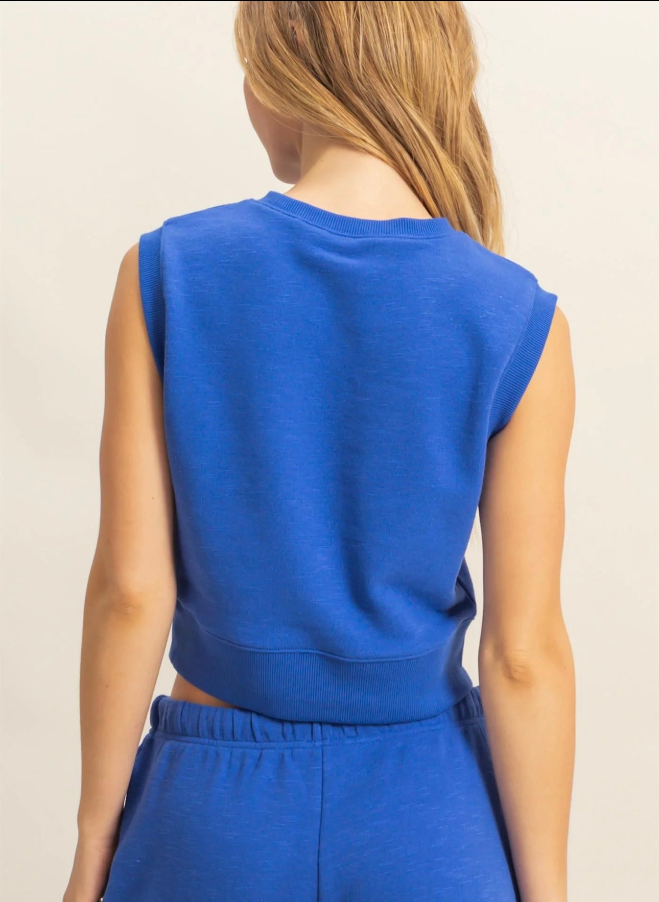 Fitted Banded Waist Sleeveless Crop Top and Elasticized Waist Flowy Shorts Set