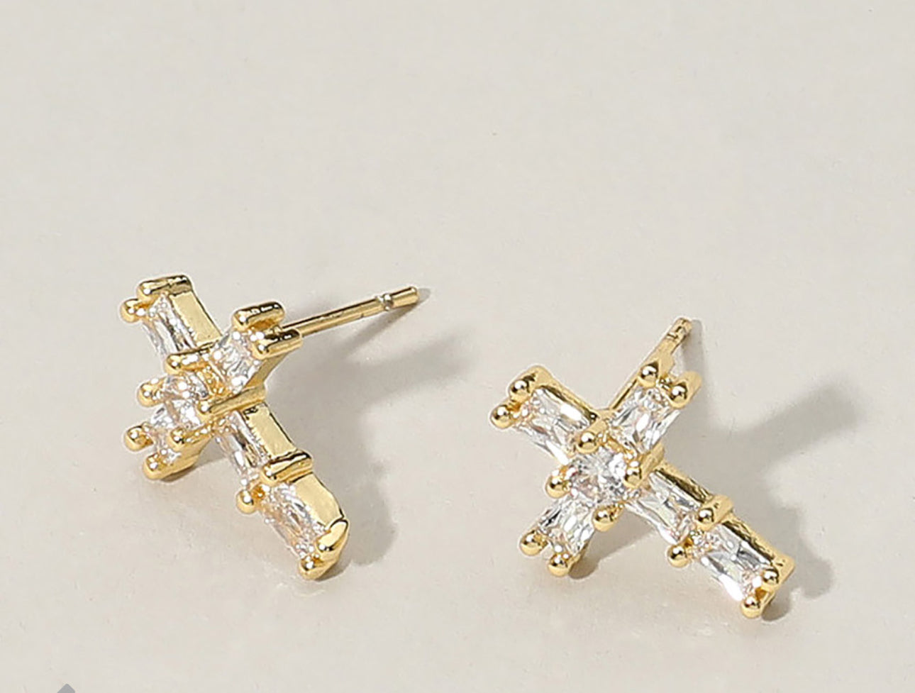 CZ Stone Cross Stud Earrings