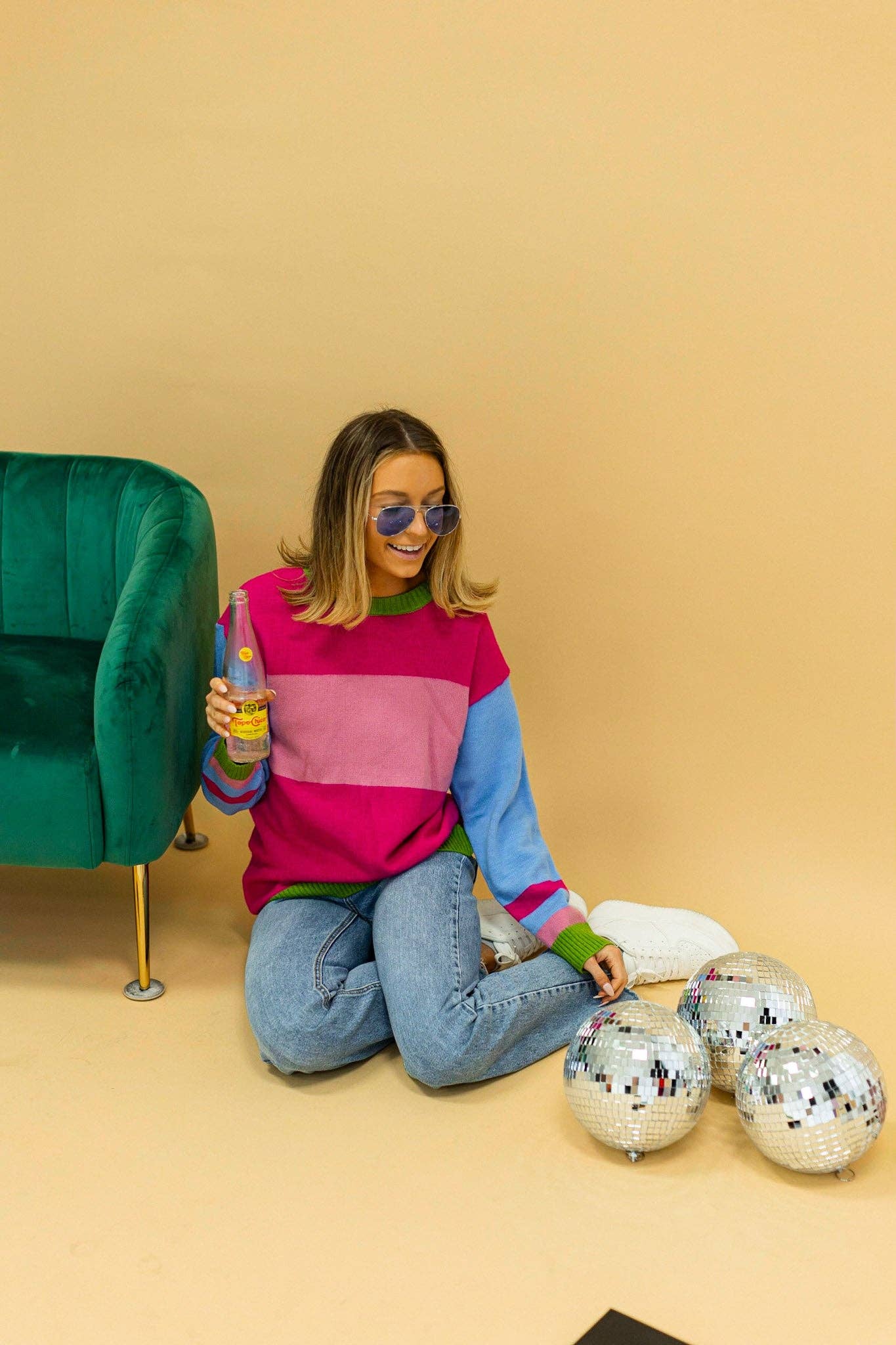 Boldly Striped Oversized Sweater: Multi Color