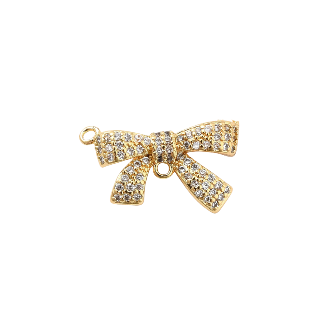 TCB Gold Cubic Zirconia Bow Charm