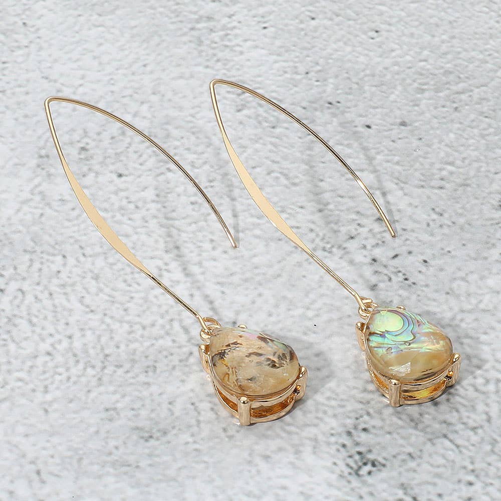 Teardrop Stone Cluster Long Drop Earrings: Red
