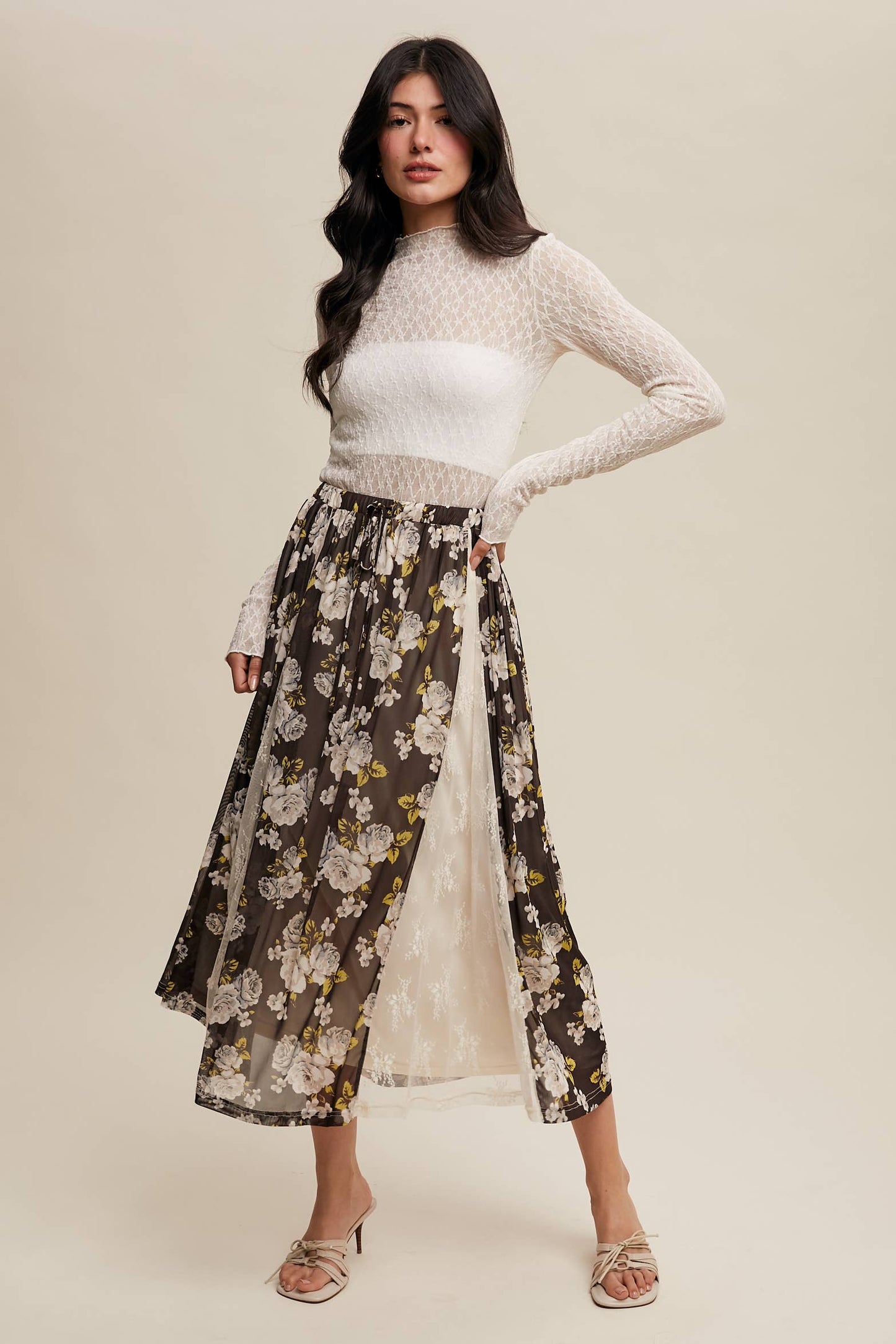 Lace Sheer High-Neck Layering Top