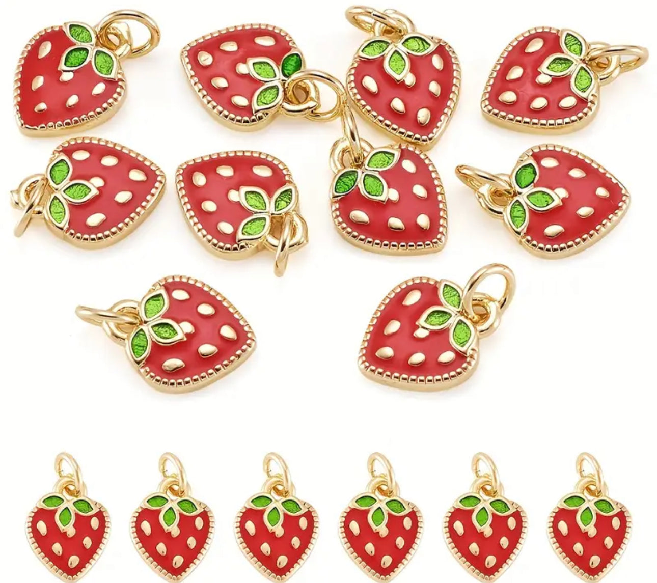 TCB Enamel Strawberry Charms