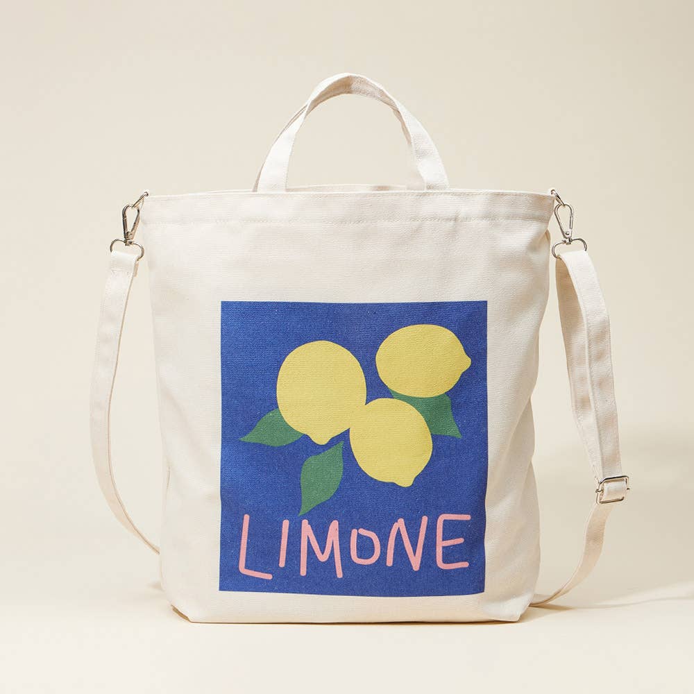 Limone Printed Top Handle Canvas Tote