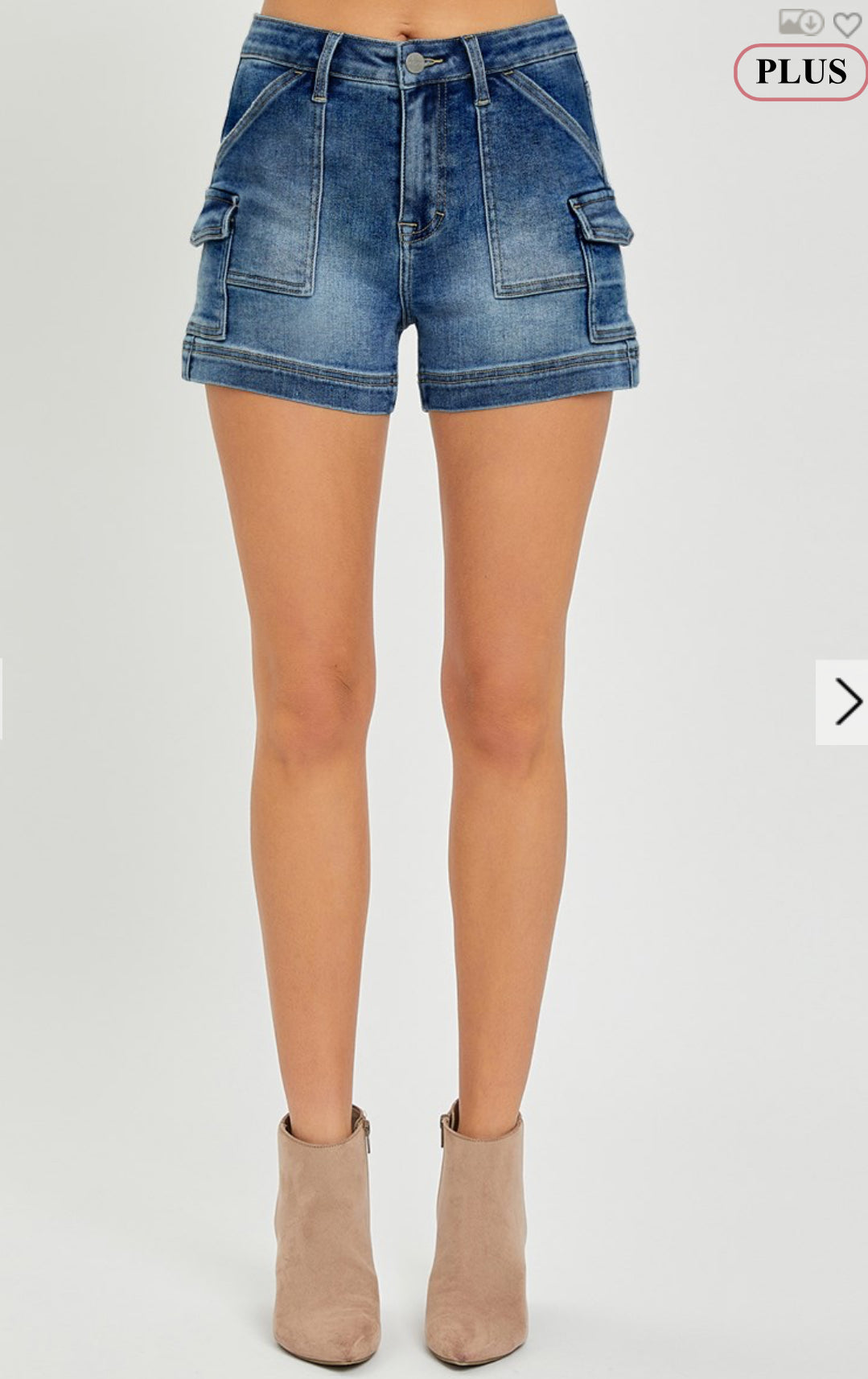 Risen Plus HR Cargo Pocket Denim Shorts