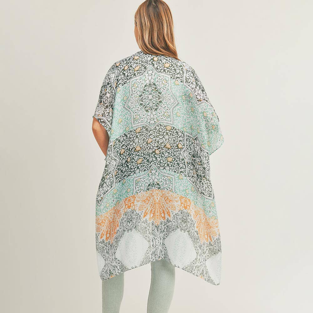 Floral Leaf Patterned Kimono