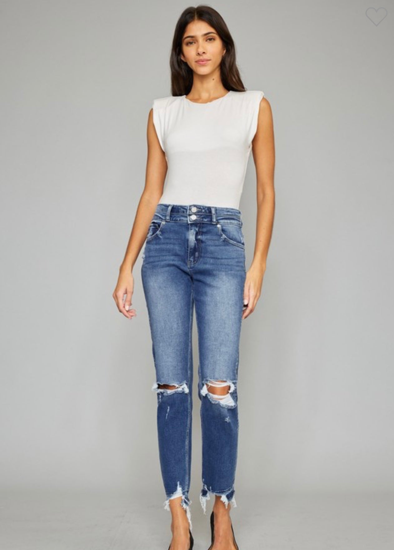 KC Slim Straight HR Shark Bite Jean