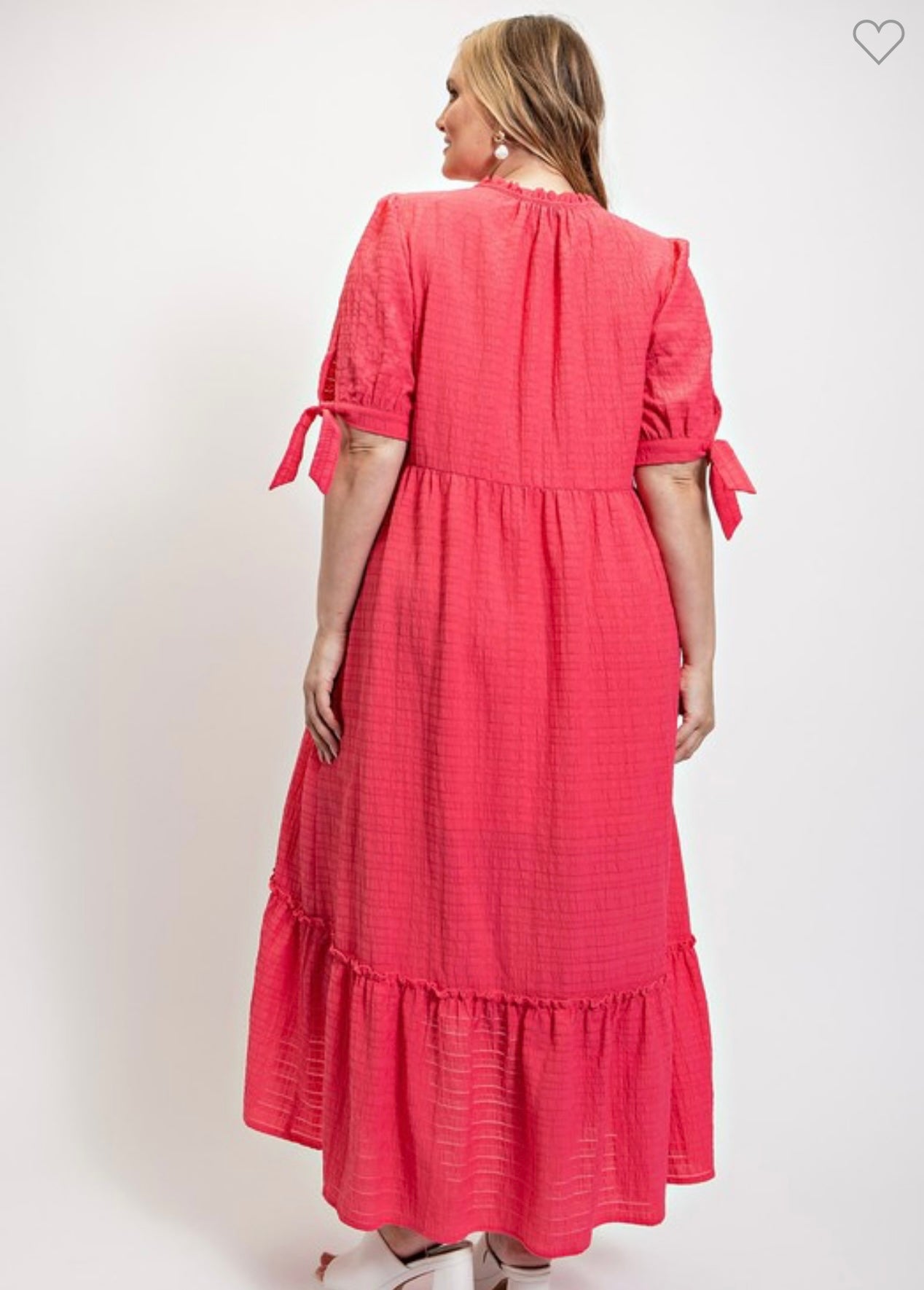 Plus Textured Button Down High-Low Maxi Dress