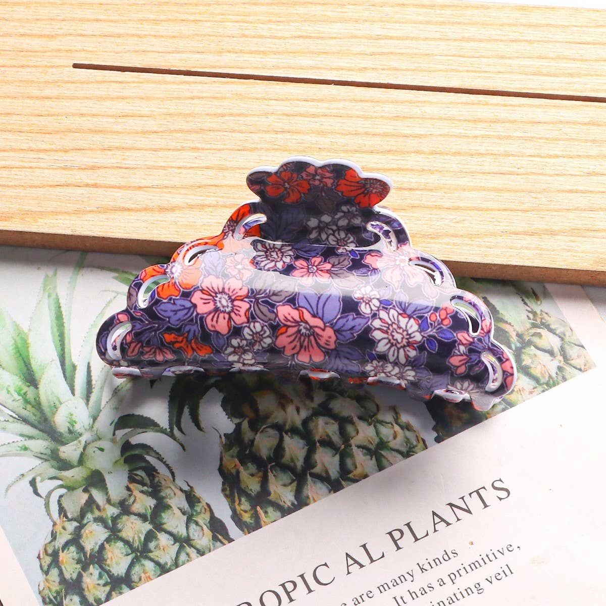 CWAHA1419_ACETIC ACID PLANT FLOWERS IRREGULAR HAIR CLAW CLIP: TYPE2 / (OS) 1