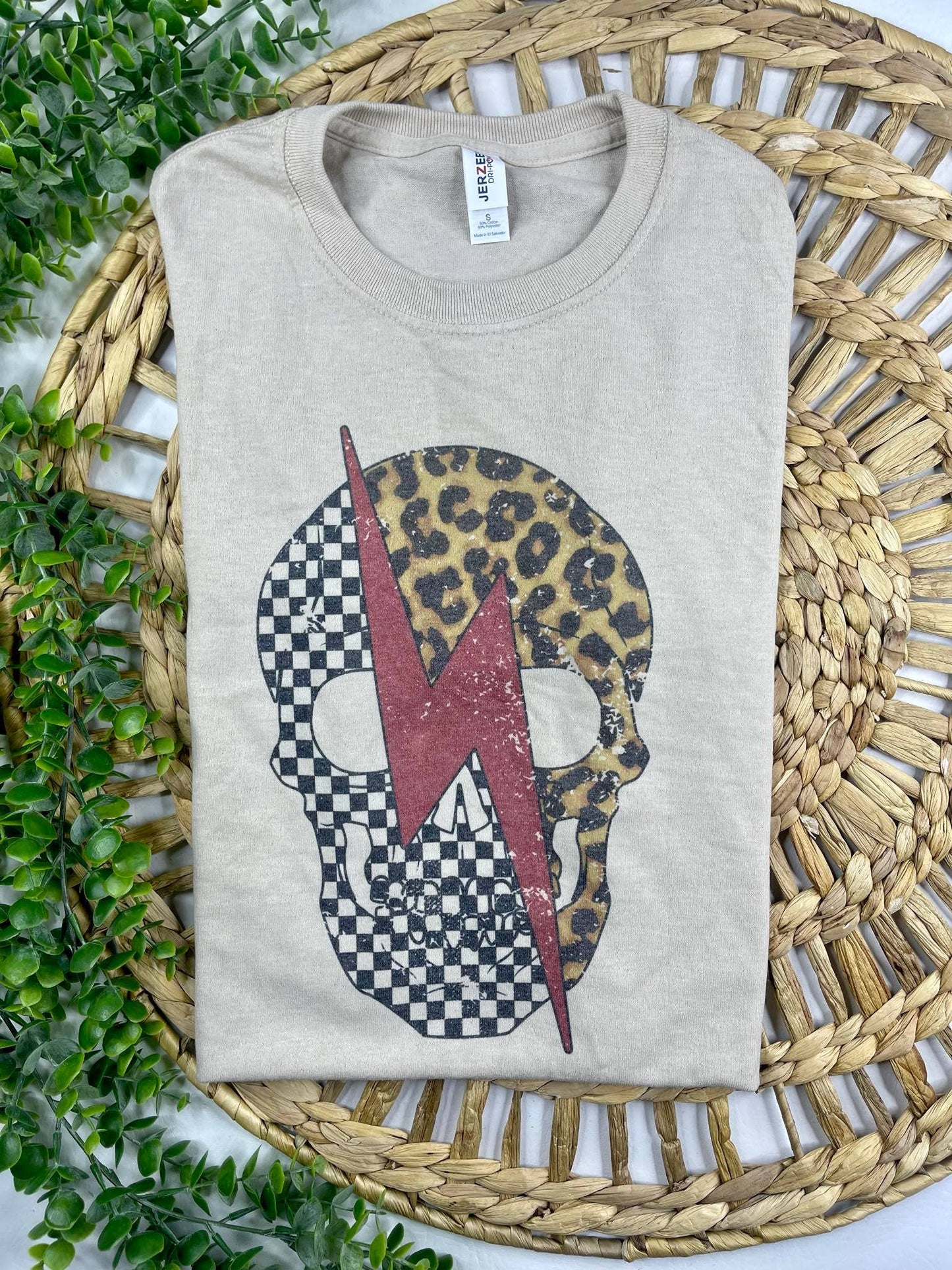 Checkered Leopard Bolt Skull