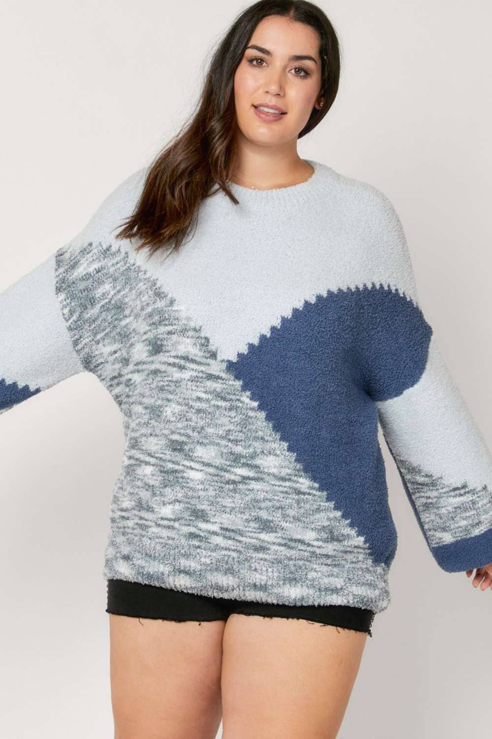 PLUS PRINTED ROUND NECK SWEATER