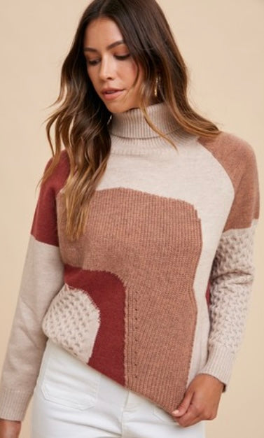 Turtleneck Multi Pattern Sweater