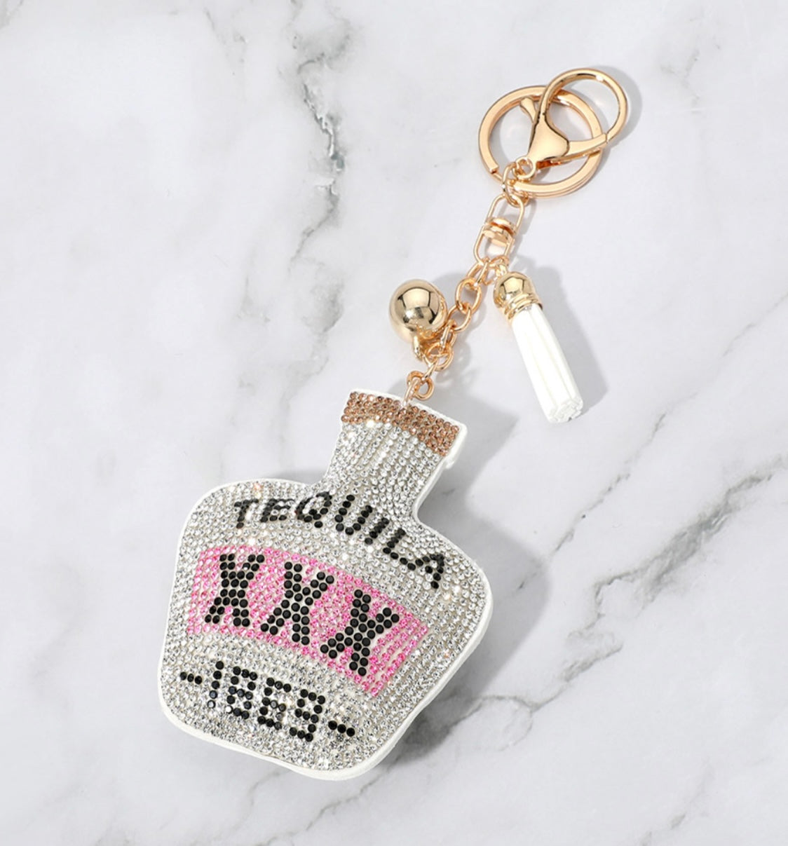 Bling Studded Bottle Tassel Bag Charms