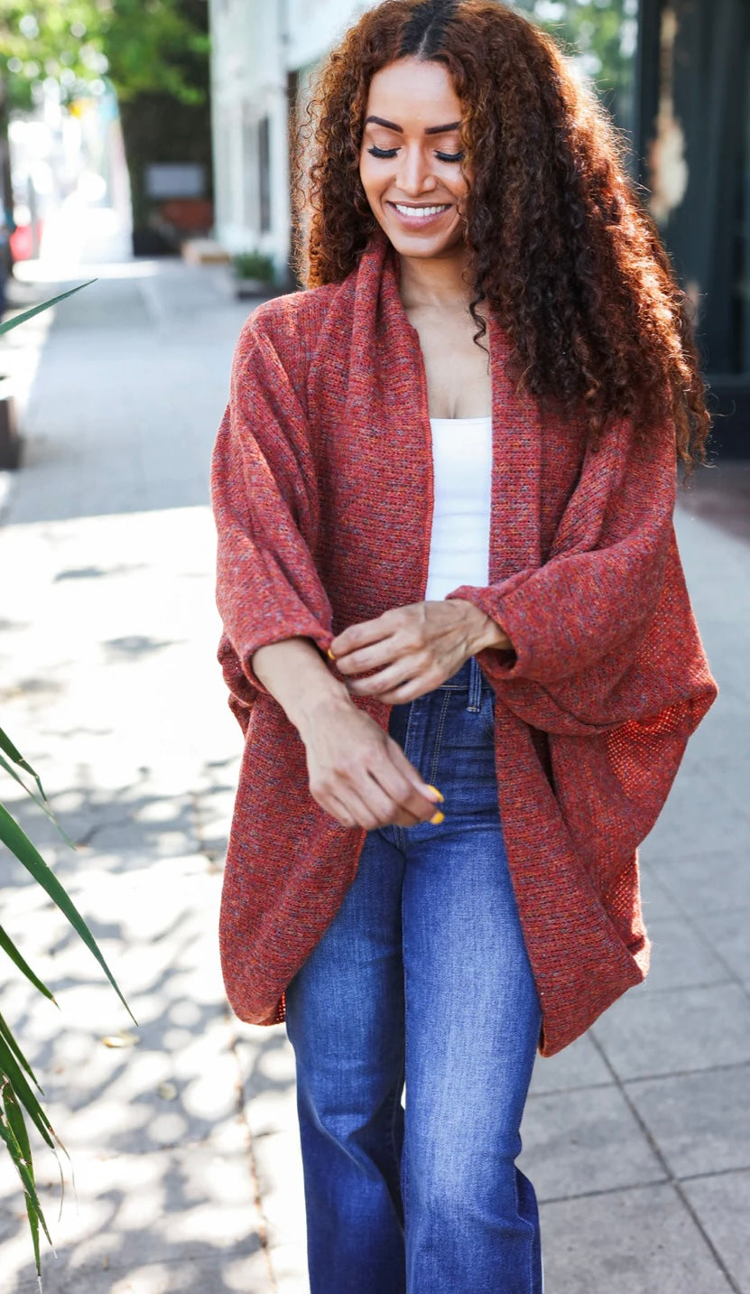 Rust Marbled Thick Cardigan
